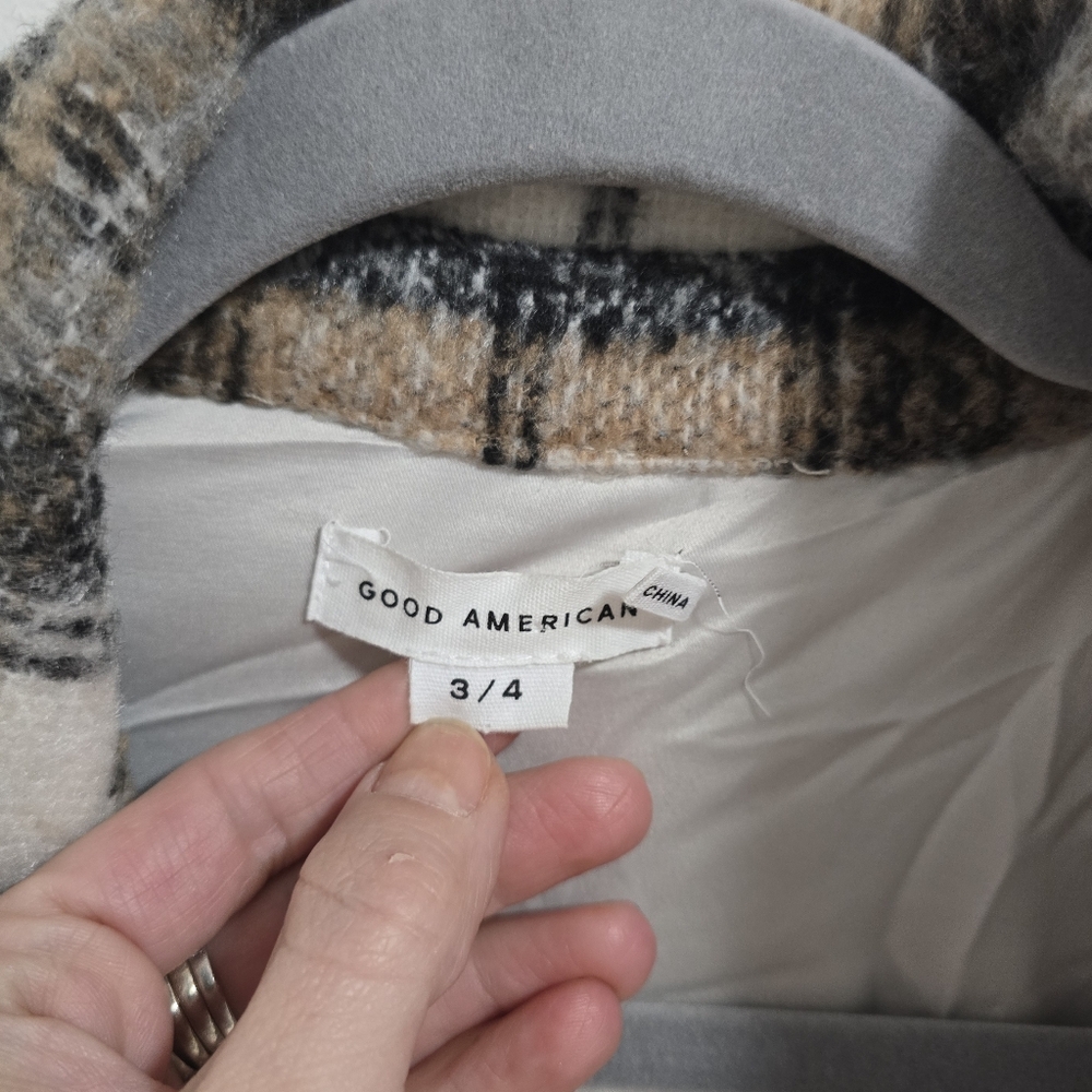 Good American plaid neutral oversized shacket size L/XL - Picture 4 of 9